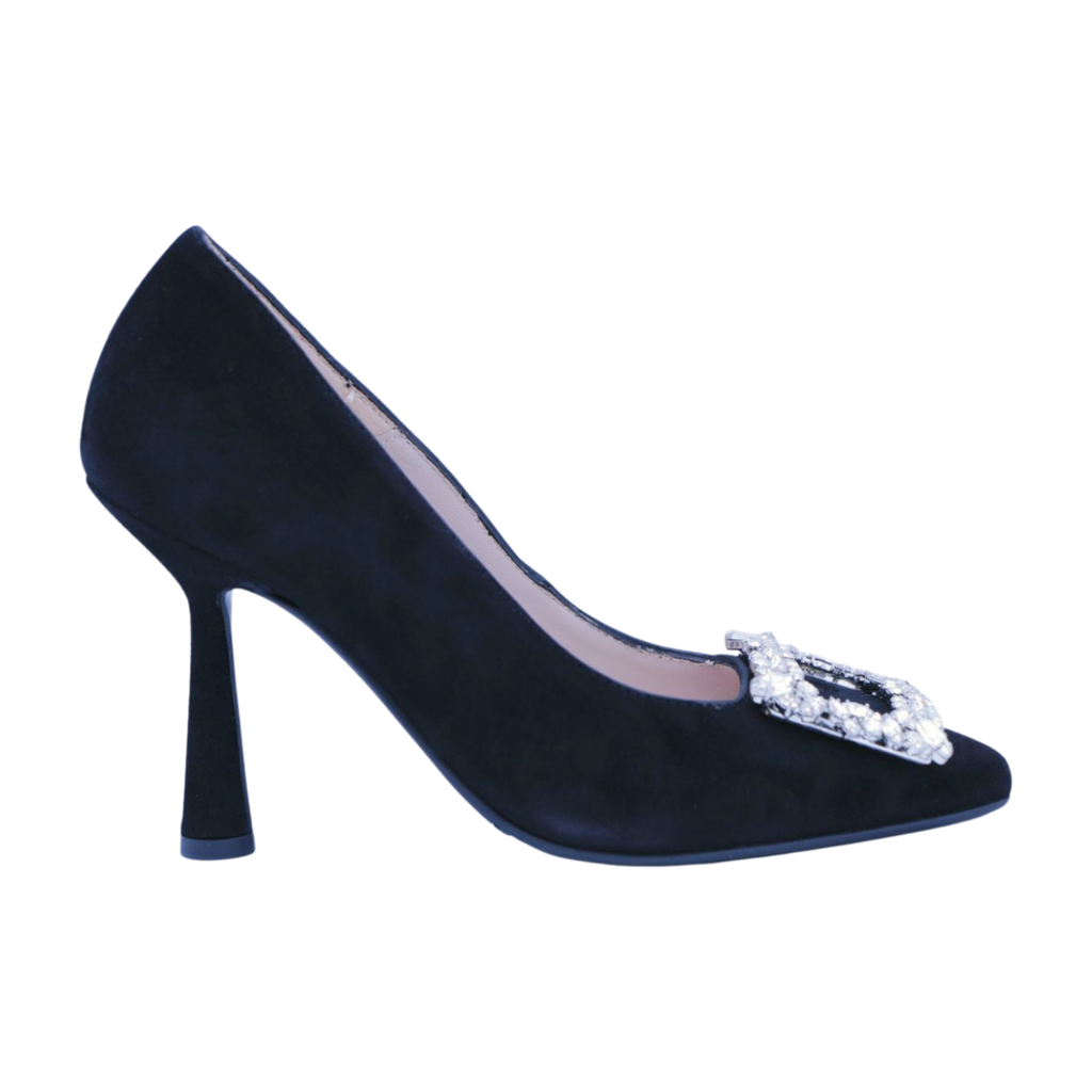 MARIAN--Black--Suede--Stiletto--with--embellished--buckle