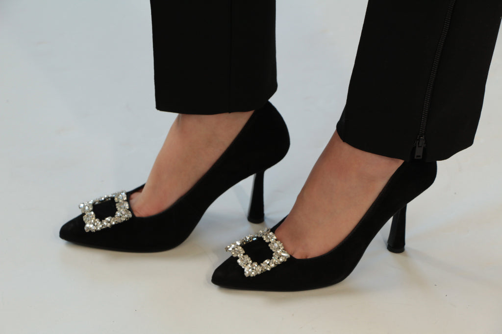 MARIAN--Black--Suede--Stiletto--with--embellished--buckle