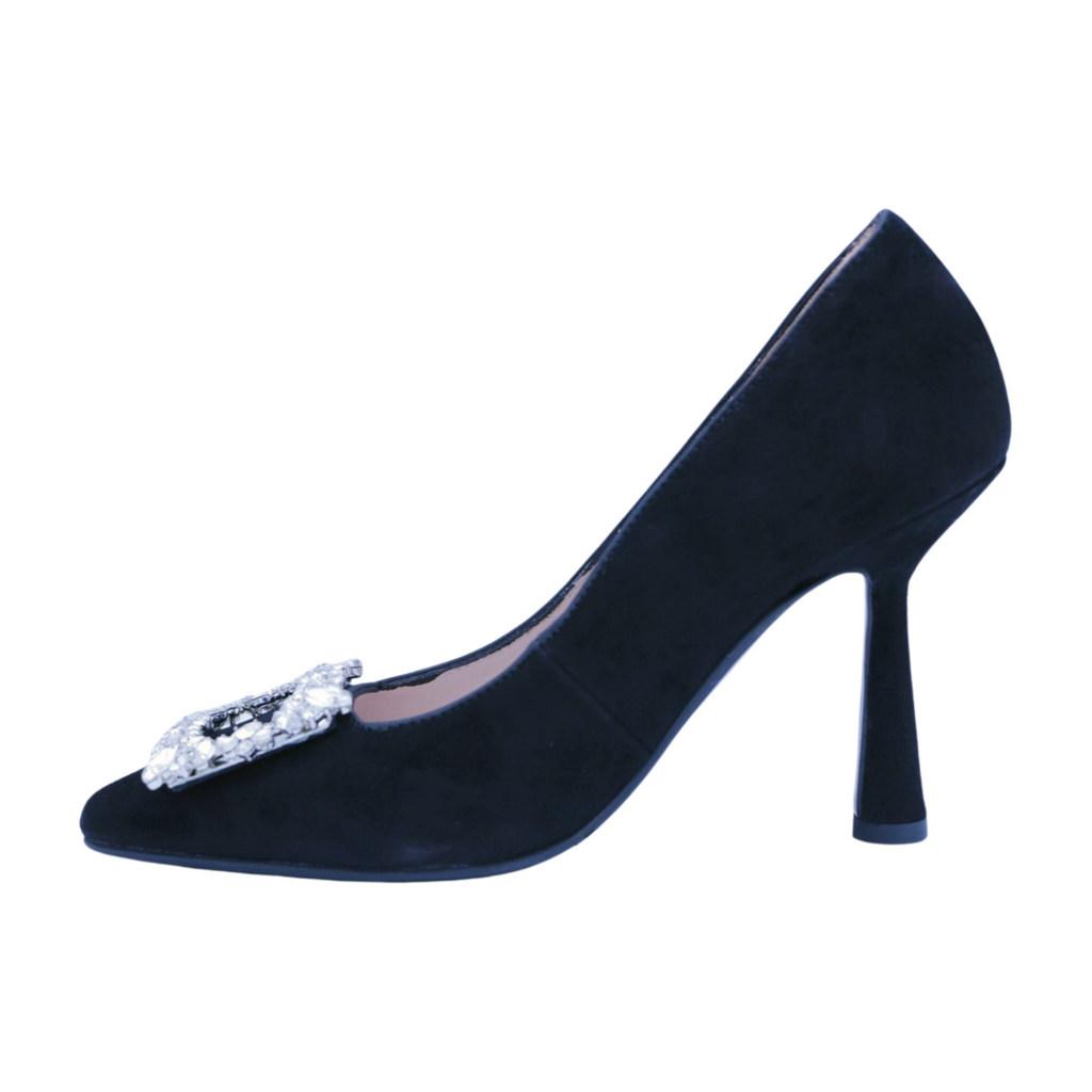 MARIAN--Black--Suede--Stiletto--with--embellished--buckle