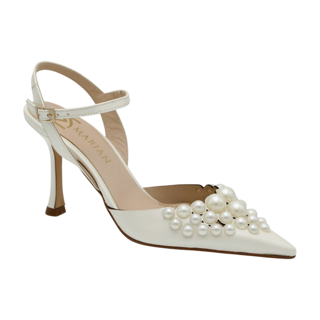 MARIAN -Offwhite -Strappy Shoe- Pearl -Detail