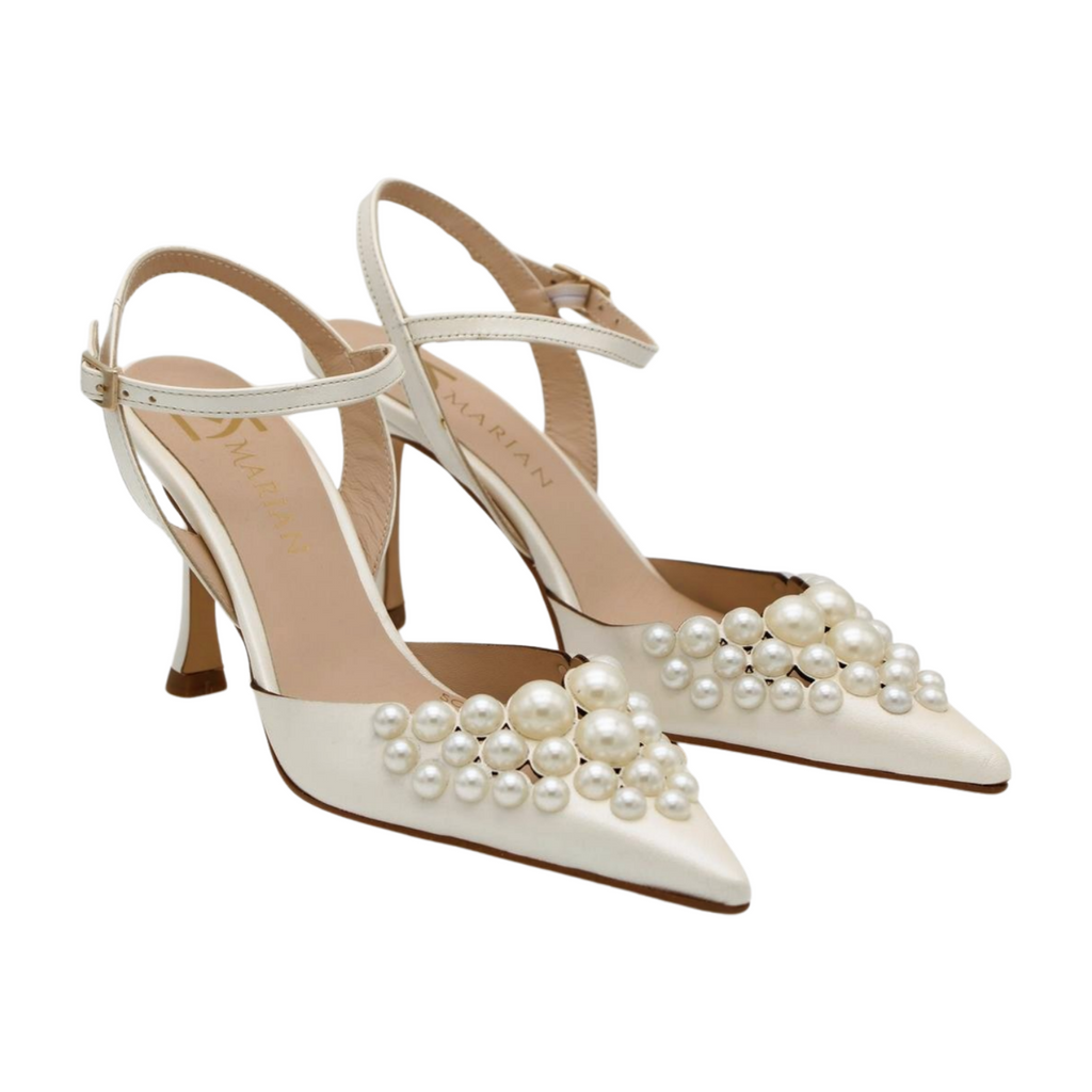 MARIAN -Offwhite -Strappy Shoe- Pearl -Detail