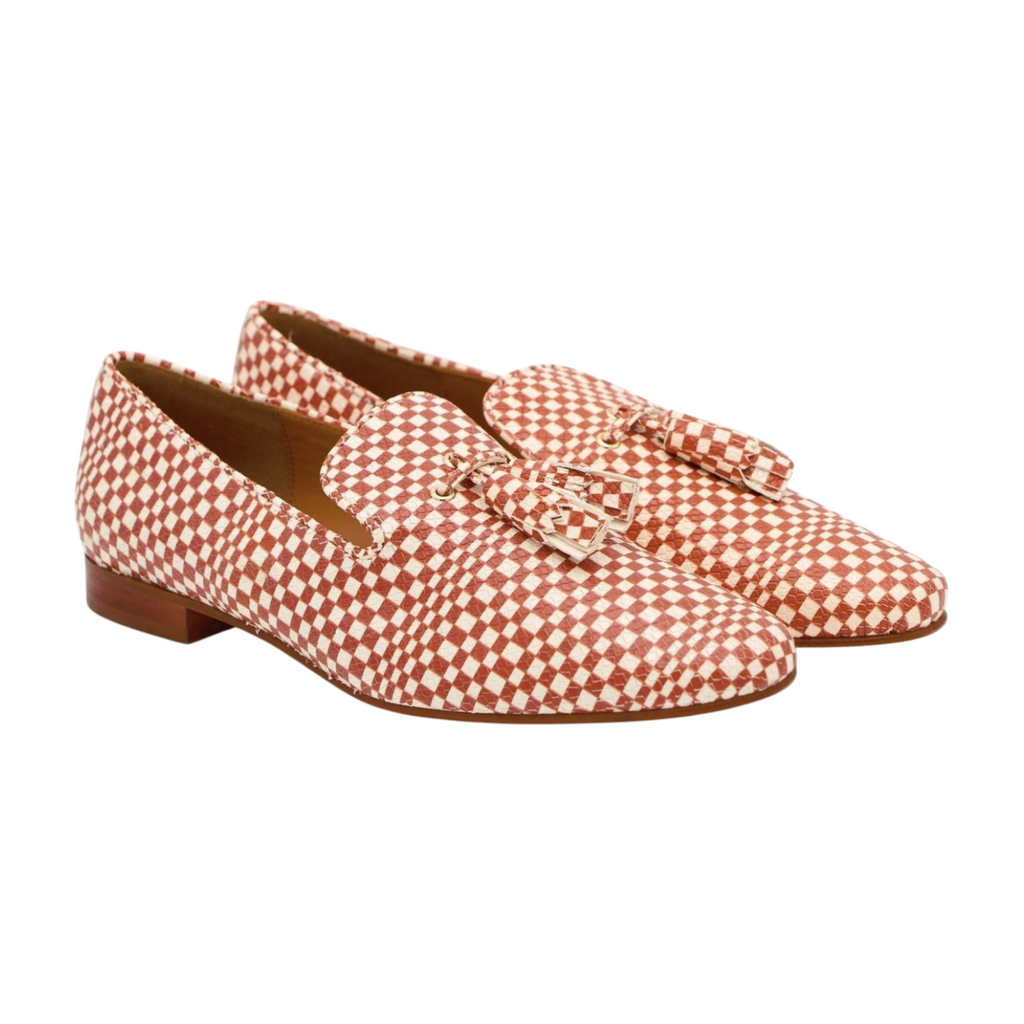 PEDRO-MIRALLES-Tan-Cream-Chequered-Leather-Loafer-with-Tassels-17503