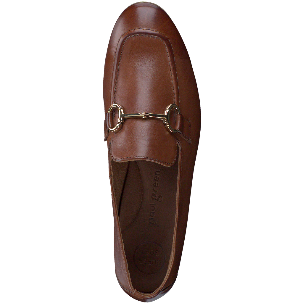 Paul-Green-Dark-Tan-Leather-Loafers-with-Gold-Buckle