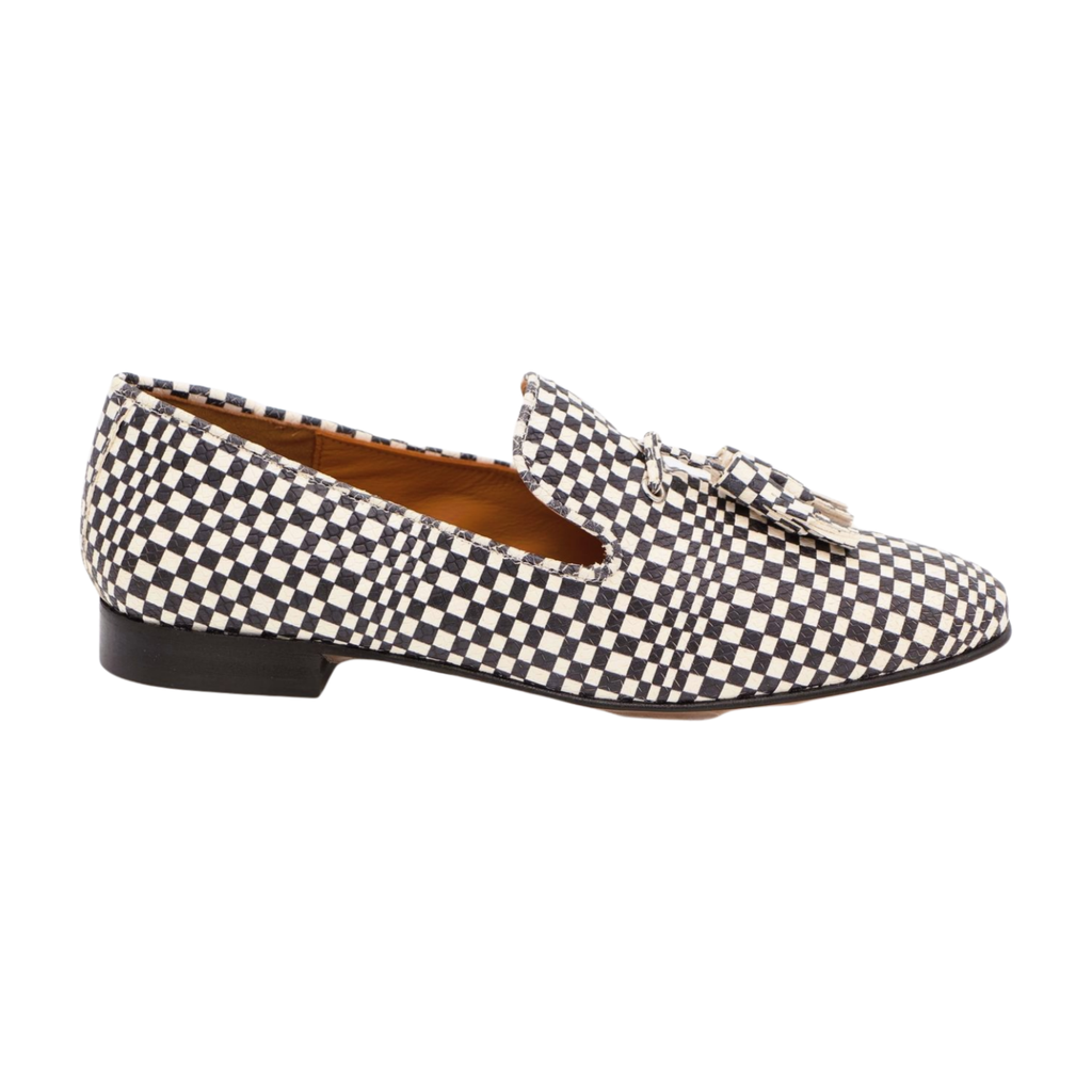 Pedro-Miralles-Black-and-White-chequered-leather-loafer-3565