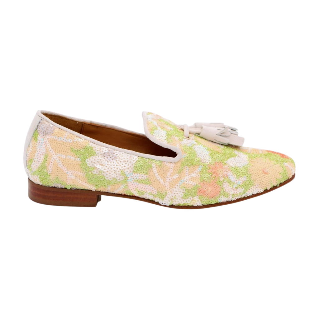 Pedro-Miralles-Green-peach-and-white-sequins-loafer-with-tassels-3565