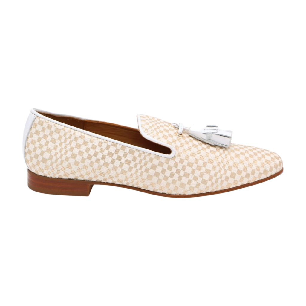 Pedro-Miralles-White-Gold-Chequered-Leather-Loafer-with-Tassels-17503