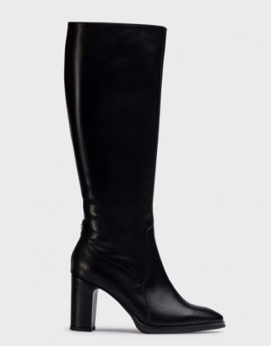 WONDERS-BLACK--LEATHER-KNEE--BOOT-M5140