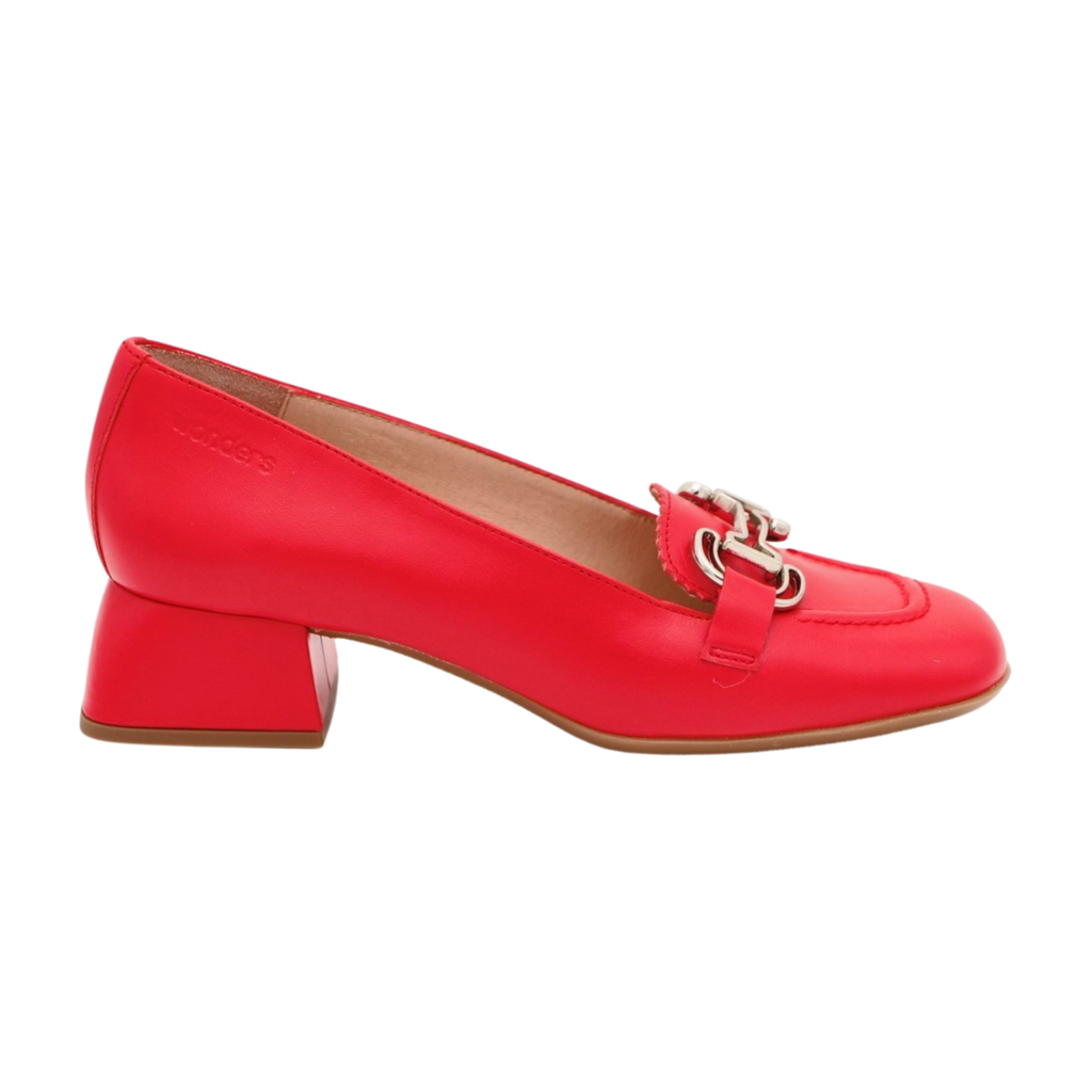 WONDERS-Red-Leather-Loafer-with-silver-Buckle-D-1221