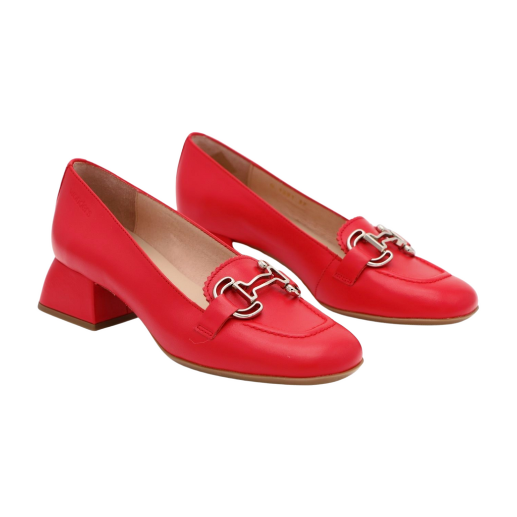 WONDERS-Red-Leather-Loafer-with-silver-Buckle-D-1221