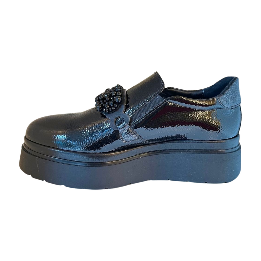 Comart-black-patent-wedge -loafer