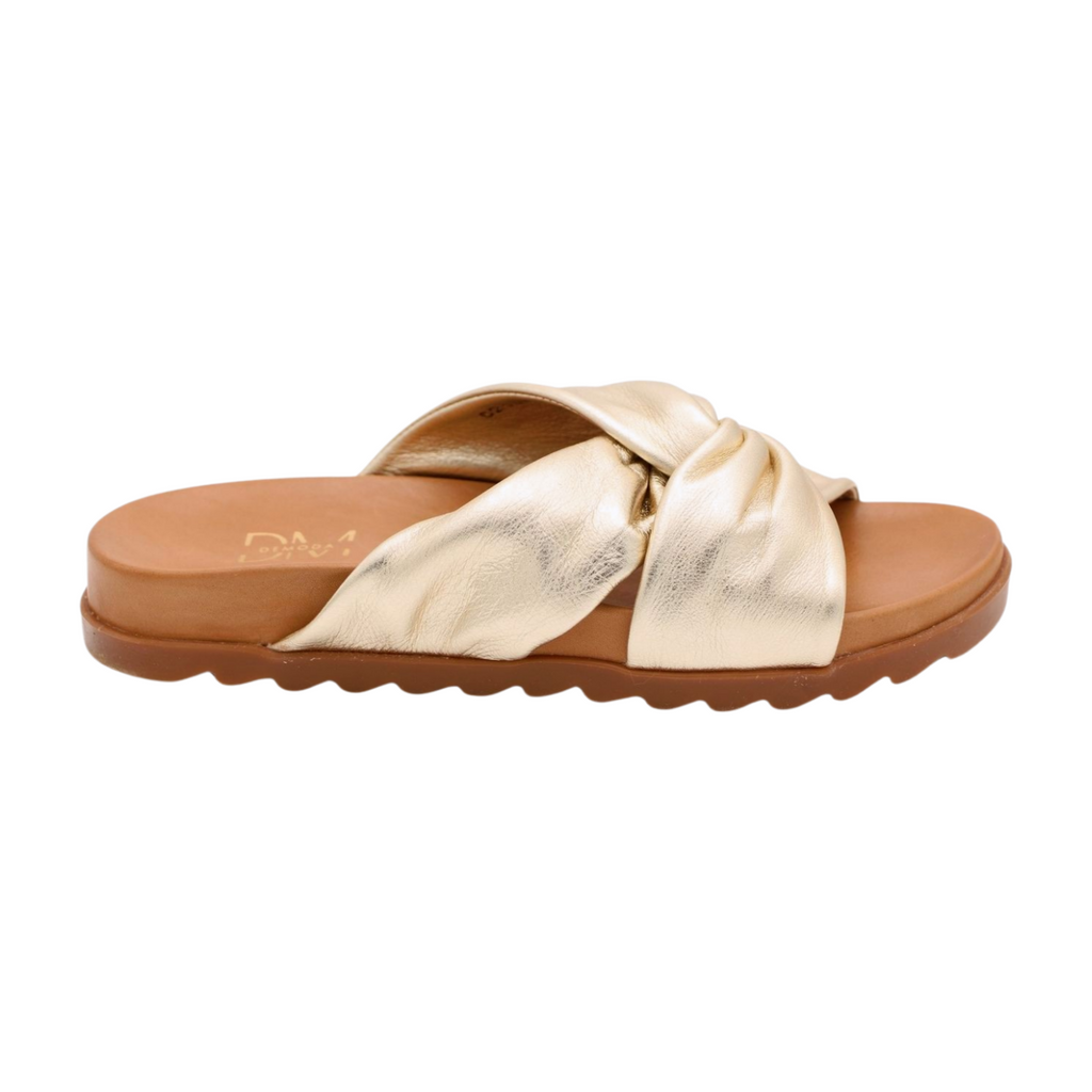 fabucci-gold-leather-knot-slider-sandal